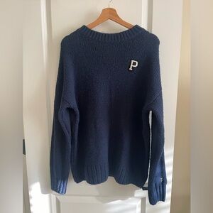 PINK Victoria's Secret Navy Blue Chunky Knit Sweater Mock Neck Collegiate Sz M